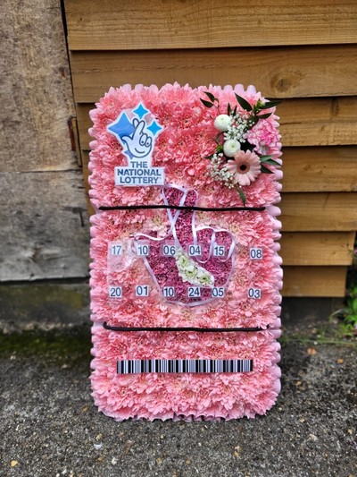 Bespoke funeral tribute ‘national lottery’ made by florist in Bromley, Beckenham, Croydon, Orpington, Chislehurst, Biggin Hill, Elmers End