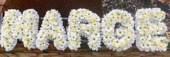 Mixed funeral letters Angel designed by florist Blooms and Candy based in Hayes offering free South London funeral delivery