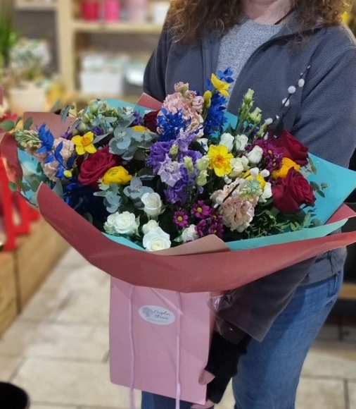 Spring Mood bouquet of flowers designed to reflect the season by Blooms and Candy Florist based in Hayes, Bromley