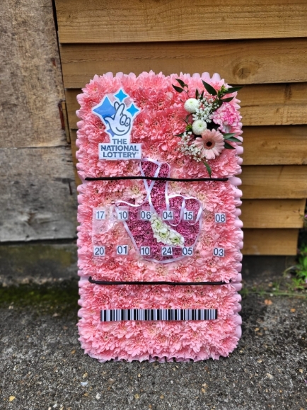 Bespoke funeral tribute ‘national lottery’ made by florist in Bromley, Beckenham, Croydon, Orpington, Chislehurst, Biggin Hill, Elmers End