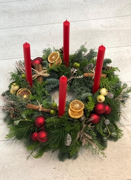 Christmas advent wreath hand made by florist in Hayes Bromley