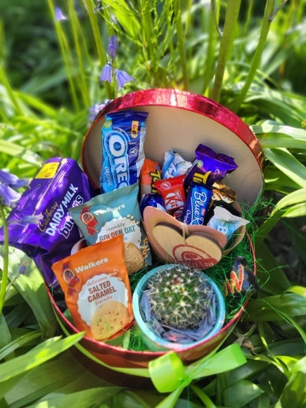 Hat box with sweets and plant, perfect gift for a boy or teenagers for same day delivery in Bromley, Beckenham, Croydon, South Norwood, Biggin Hill, New Addington 