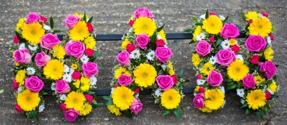 bright mixed funeral letters by funeral florist in Bromley for free delivery in BR and CR