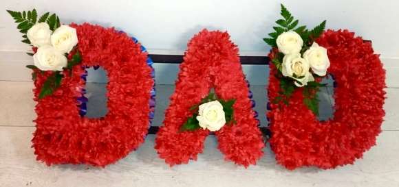 sprayed funeral letters made by florist in Bromley for free delivery in BR1 BR2 BR3 BR4 BR% BR6 BR7 BR8 SE25 SW16 SE3 SE6 SE9 TN16 CR0 CR2 CR3 CR5 CR6 CR7