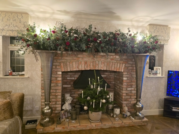 Christmas fireplace garland made by your local retail florist in Bromley, Hayes, Kent