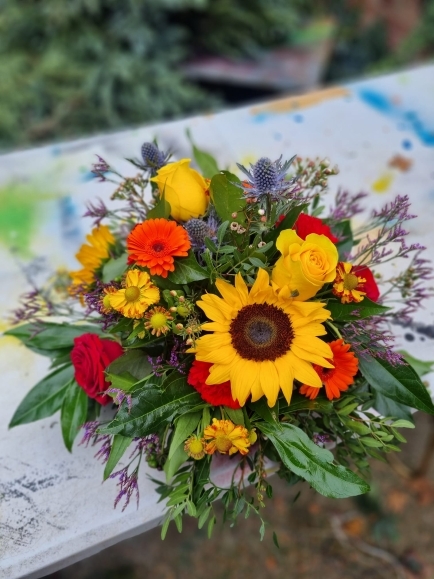 Funeral Bright posy made by florist in Hayes, Bromley 